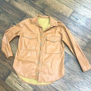 Brown faux leather shacket